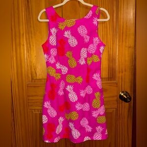 MacBeth Collection Pineapple Print Dress Pink Size S Sleeveless Summer Shift